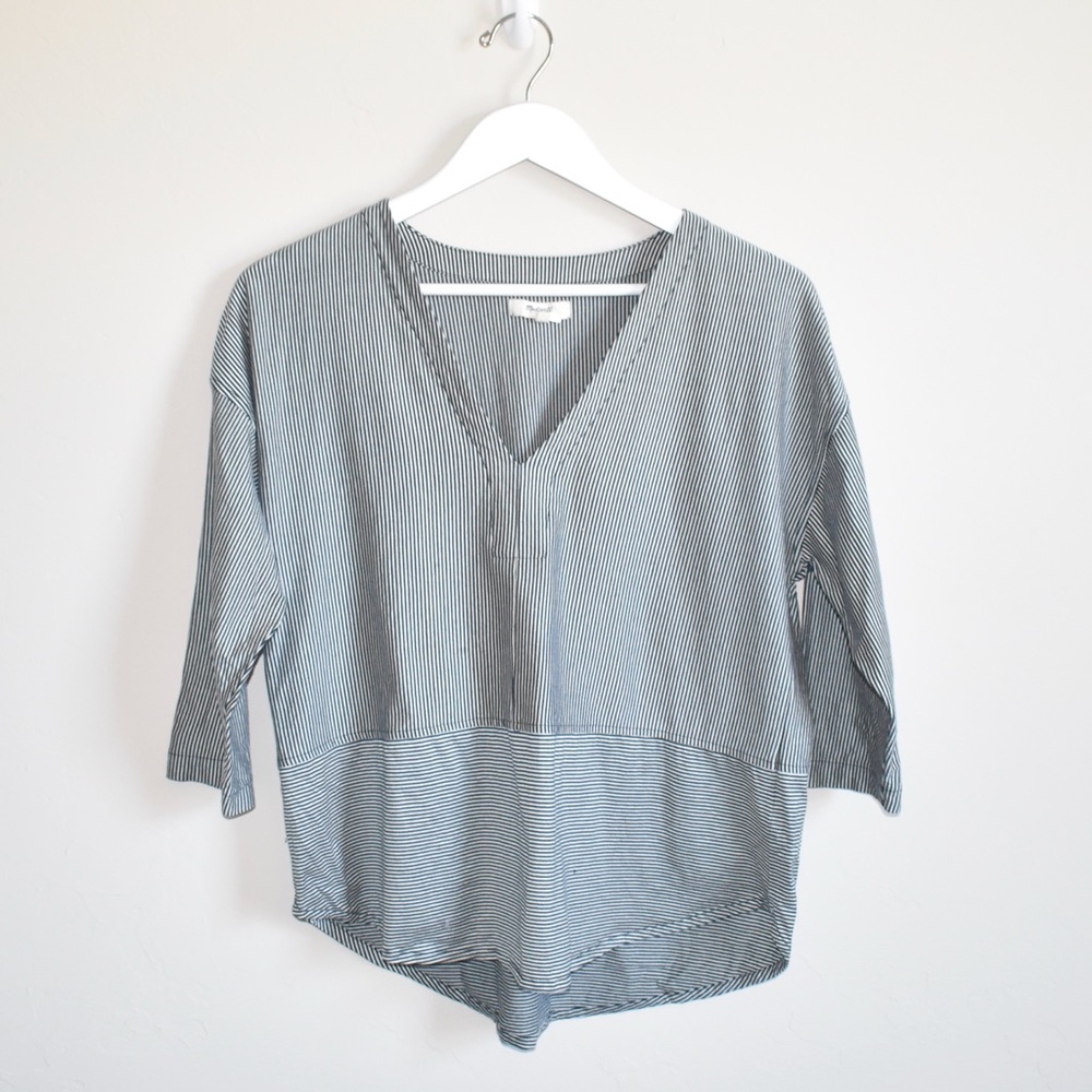 Madewell Striped 3/4 Sleeve Tee Size Medium